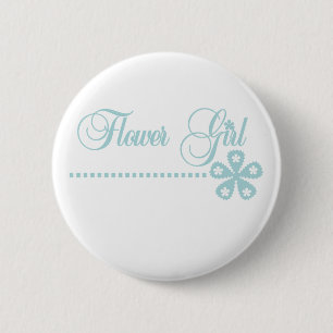 Flower Girl Teal Elegance Pinback Button