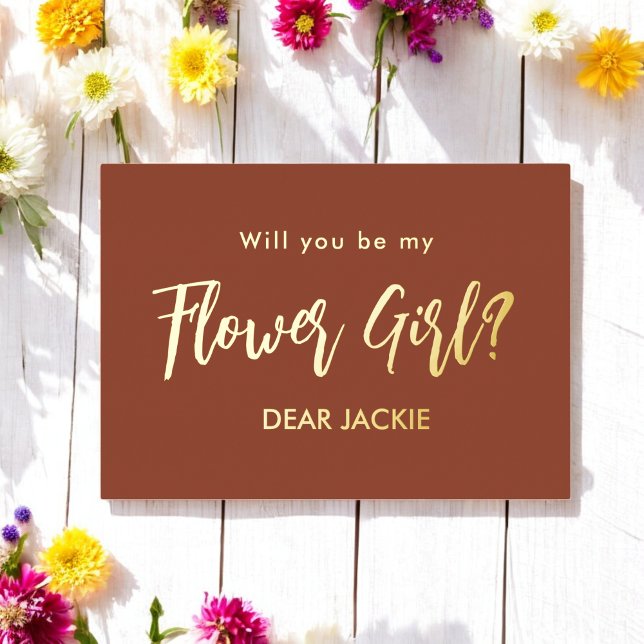 Flower Girl Terracotta Bridesmaid Proposal  Foil Invitation (Creator Uploaded)