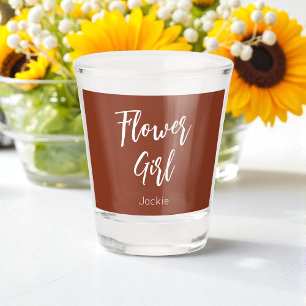 Flower Girl Terracotta Brown Wedding Shot Glass