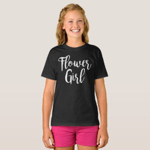 Flower Girl Tshirt White Calligraphy