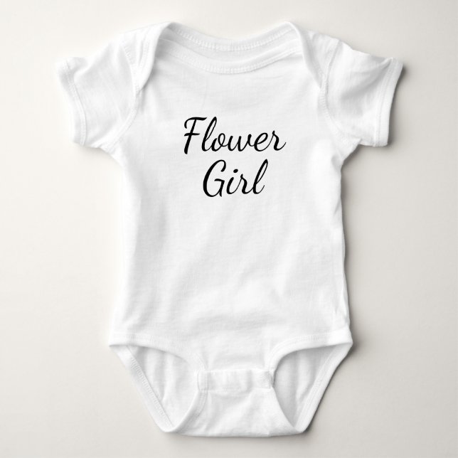 Flower Girl Typography Black on White Baby Bodysuit (Front)