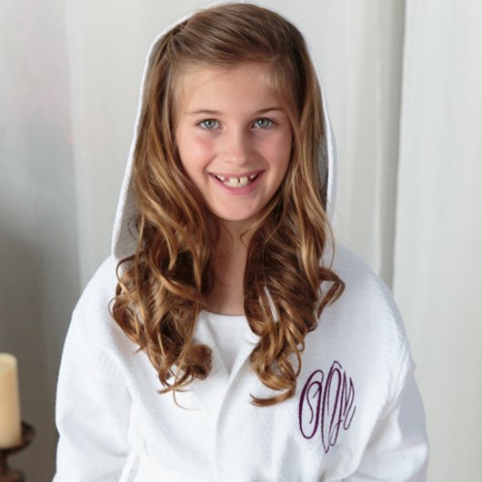 Flower Girl Waffle Robe, White (Front)