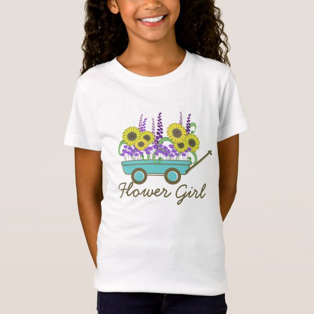Flower Girl Wagon of Flowers T-Shirt (Front)