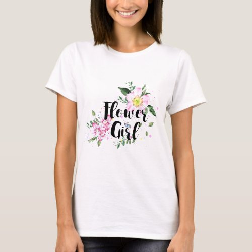 Flower Girl Watercolor Wedding T_Shirt