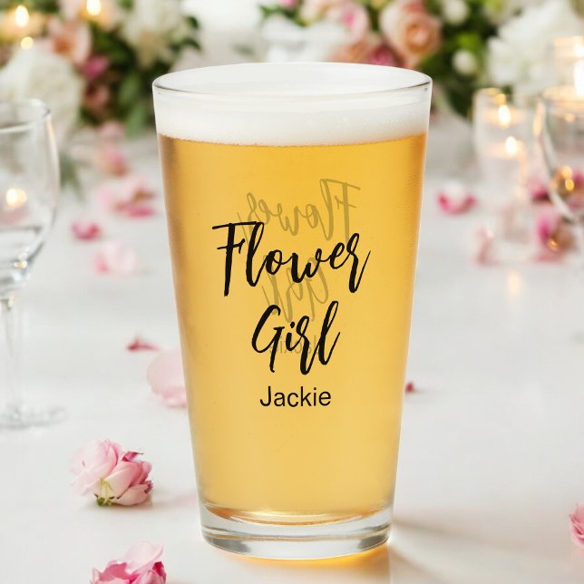 Flower Girl Wedding Black White Glass Cup (Creator Uploaded)