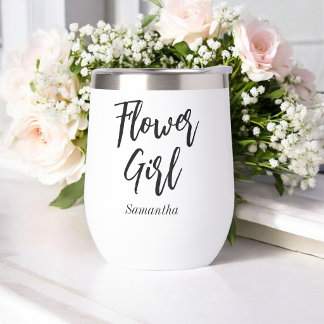 Flower Girl Wedding Black White Thermal Wine Tumbler