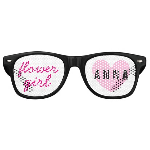 Flower Girl Wedding Favor Black Pink Name A03 Retro Sunglasses