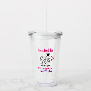 Flower Girl Wedding Favor Cute Pink Acrylic Tumbler