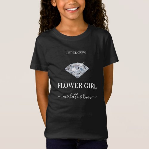 Flower Girl Wedding Party Black  White T_Shirt