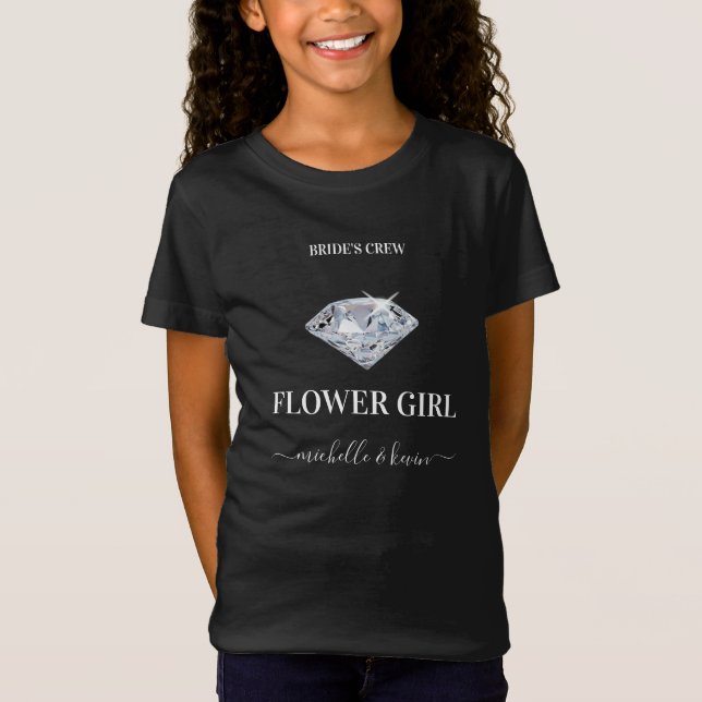Flower Girl Wedding Party Black & White T-Shirt (Front)