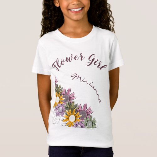 Flower Girl Wedding Party Gift Monogram T_Shirt