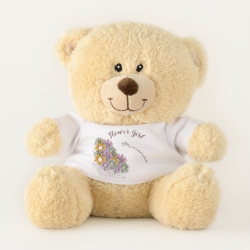 Flower Girl Wedding Party Gift Monogram Teddy Bear