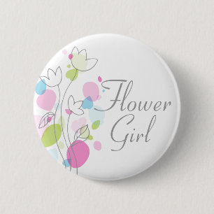 Flower girl wedding pin / button