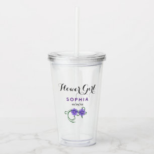 Flower Girl Wedding Purple Flowers Pretty Floral Acrylic Tumbler