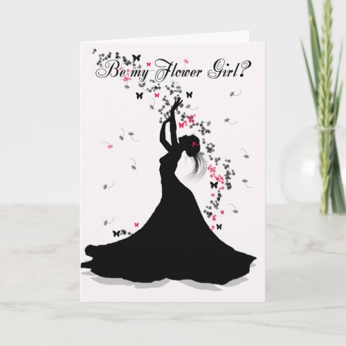 Flower Girl Wedding Request With Female Catching F Invitation