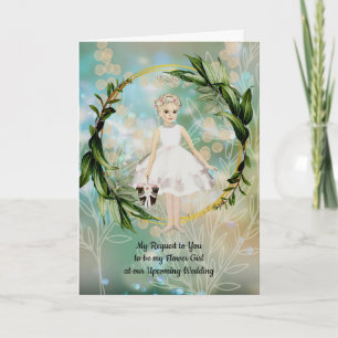 Flower Girl Wedding Request Young Girl Illustrated Card