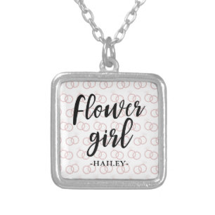 Flower Girl Wedding Ring Pattern and Name Necklace