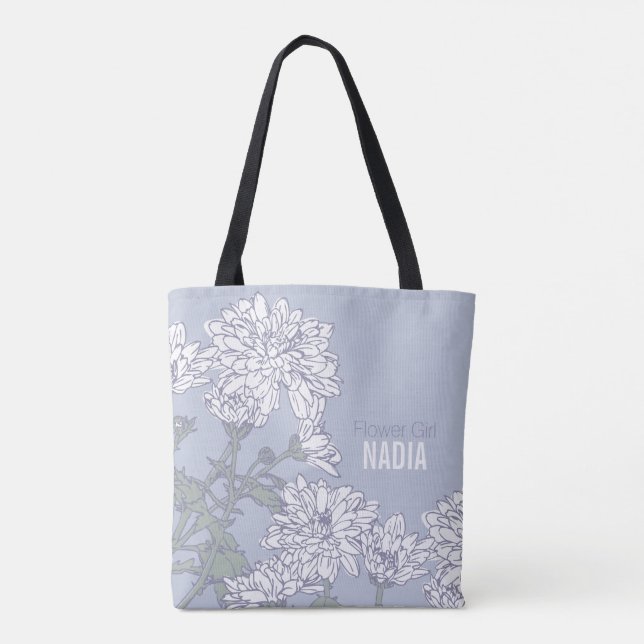 Flower Girl white chrysanthemum grey wedding bag (Back)