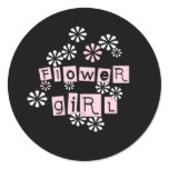 Flower Girl White on Black Classic Round Sticker