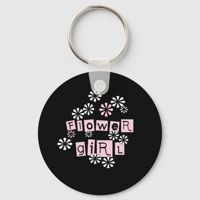 Flower Girl White on Black Keychain (Front)