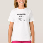 Flower Girl White Personalized T-Shirt<br><div class="desc">Your flower girl will look cute is this minimalist tee.  A great memento for your Daughter,  Granddaughter or Niece on your special day. To change the name and role click on the personalize button.</div>