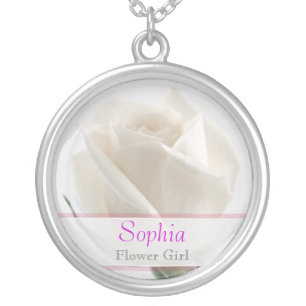 Flower Girl - White Rose Wedding Necklace