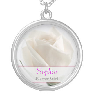 Flower Girl - White Rose Wedding Necklace