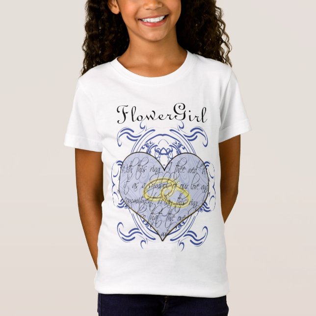 Flower Girl With periwinkle inspired blue T-Shirt (Front)