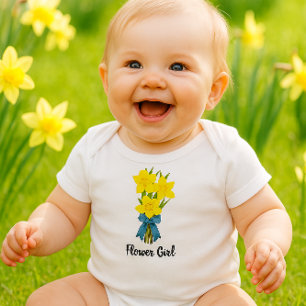 Flower Girl with Yellow Daffodils Baby Bodysuit