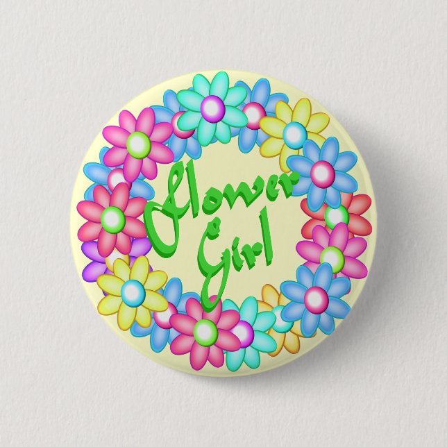 Flower Girl wreath Pinback Button (Front)