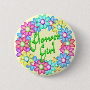 Flower Girl wreath Pinback Button