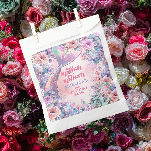 Flower Glitter Mermaid Tail 2nd Birthday Favor Bag (Creator Uploaded)