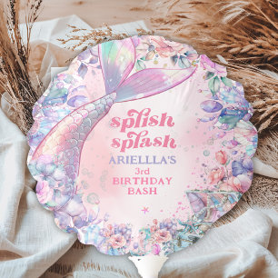 Flower Glitter Mermaid Tail 3rd Birthday Balloon