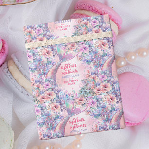 Flower Glitter Mermaid Tail 3rd Birthday Wrapping Paper