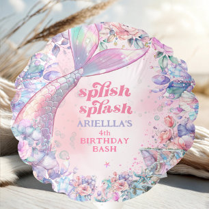 Flower Glitter Mermaid Tail 4th Birthday Balloon