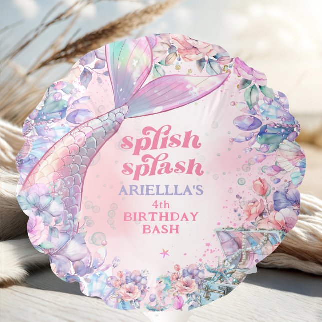 Flower Glitter Mermaid Tail 4th Birthday Balloon (Creator Uploaded)