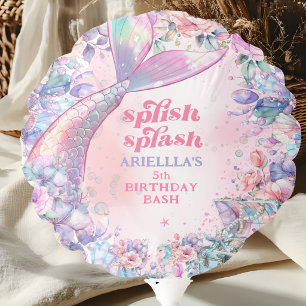 Flower Glitter Mermaid Tail 5th Birthday Balloon
