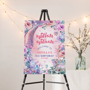 Flower Glitter Mermaid Tail 5th Birthday Welcome Foam Board