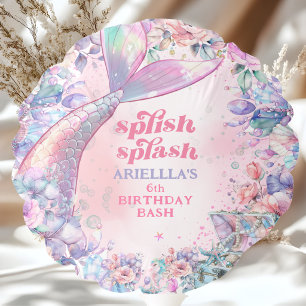 Flower Glitter Mermaid Tail 6th Birthday Balloon