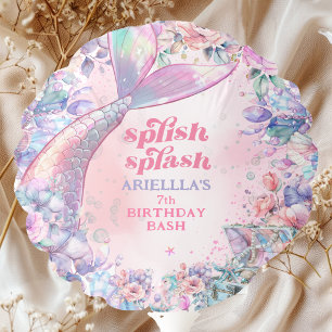 Flower Glitter Mermaid Tail 7th Birthday Balloon