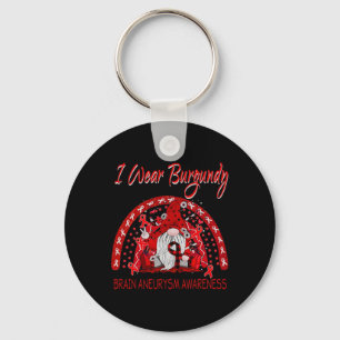 Flower Gnome Brain Aneurysm Awareness  Keychain