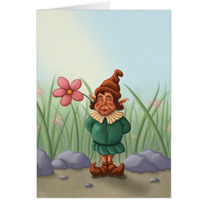 flower gnome garden greeting card