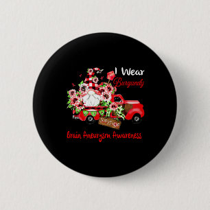 Flower Gnome Survivor Brain Aneurysm Awareness Button