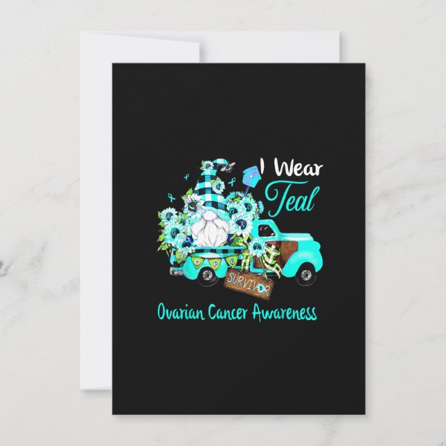 Flower Gnome Survivor Ovarian Cancer Awareness Invitation (Front)