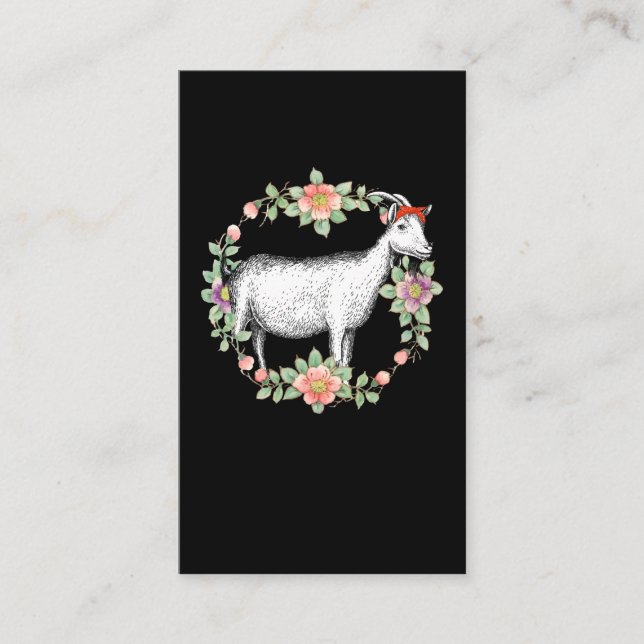 Flower Goat Girl Bandana Animal Lover Business Card (Front)
