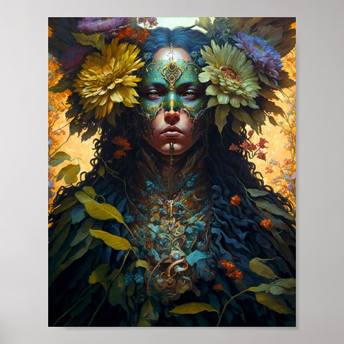 Flower Goddess Fantasy Art Poster