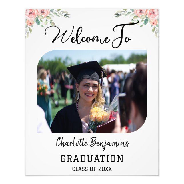 Flower Graduation Modern Photo Arch Welcome Sign (Front)