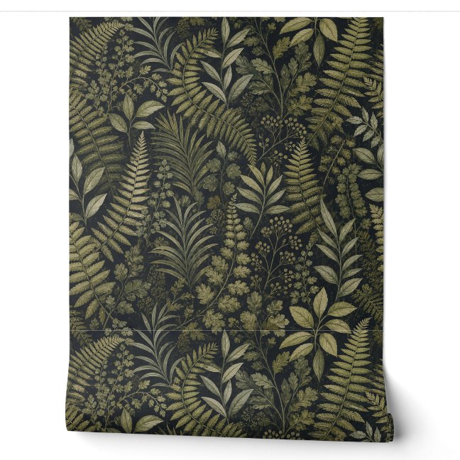 Flower Green Leaf Pattern Wallpaper