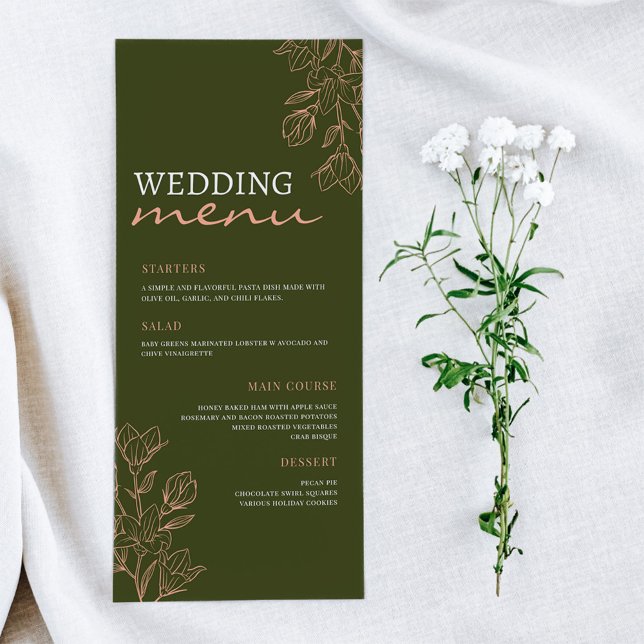Flower Green Simple Elegance Wedding Menu (Creator Uploaded)