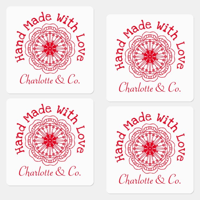 Flower Handmade With Love Product Personalized Lab Labels (Group)